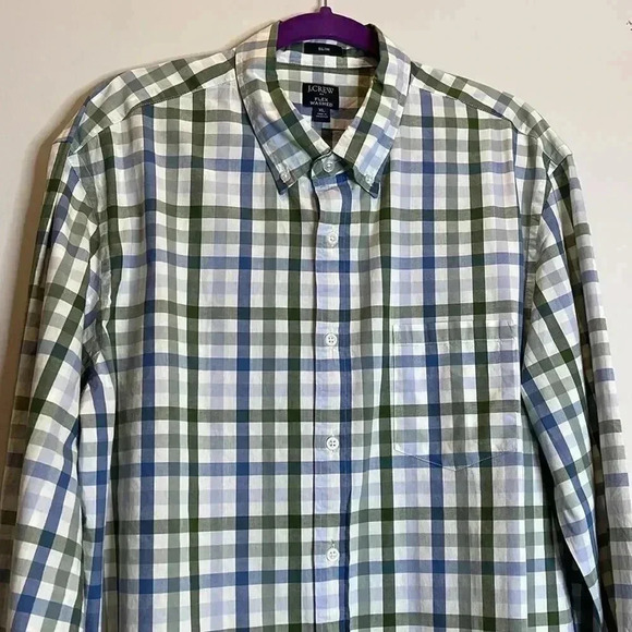 J.Crew Flex Washed Green And Blue Checkered Shirt - Picture 3 of 9